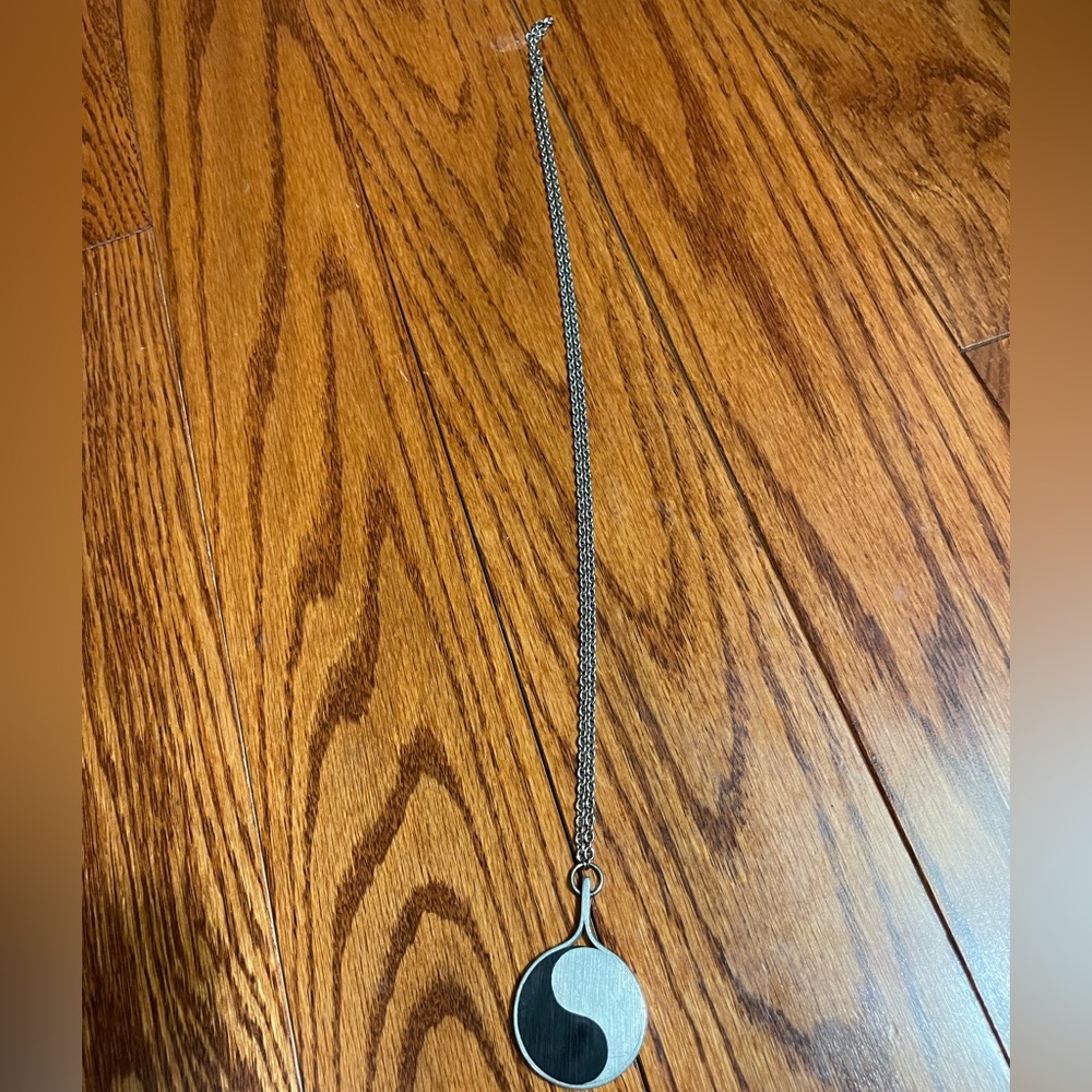 Silver and Black Yin Yang Pendant Necklace